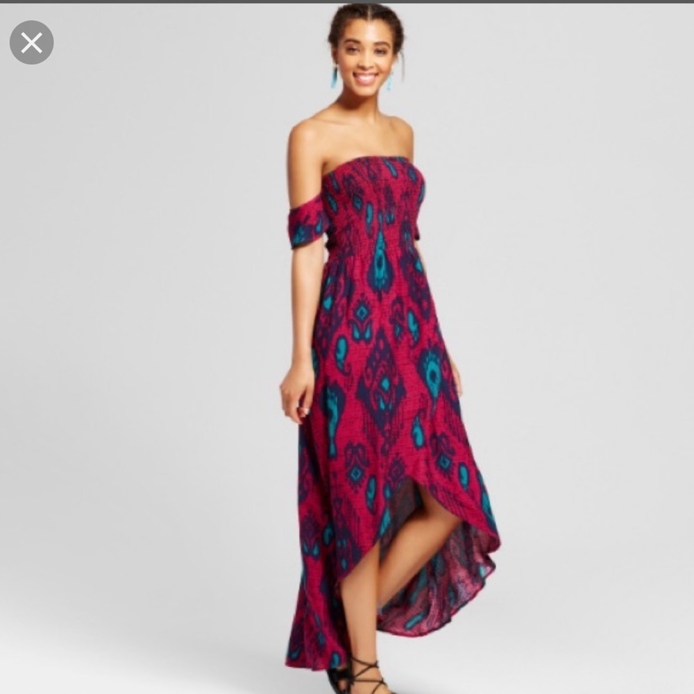 Off the Shoulder Long Maxi Dress Purple & Green